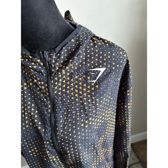 Gymshark Men's Cut Yellow & Navy Hooded Sports Windbreaker Rain Jacket Size M - Picture 10 of 10